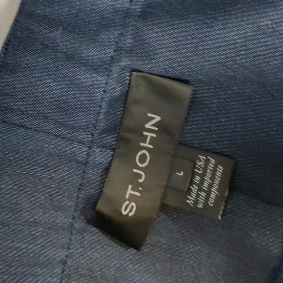 St. John maternity blue pants with ankle zippers size large - Picture 3 of 6